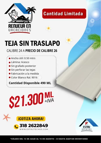 TEJA SIN TRASLAPO- OFERTA