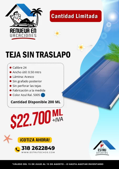 TEJA SIN TRASLAPO AZUL- OFERTA