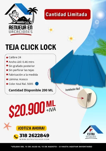 TEJA CLICK LOCK AZUL- OFERTA